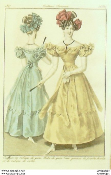 Costume Parisien 1827 # 2530 Robe de gaze lisse garnie