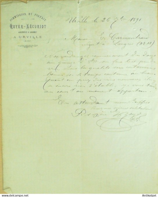 Lettre Ciale Royer-Lécuriot (aubergiste) 1891 à Urville (10)