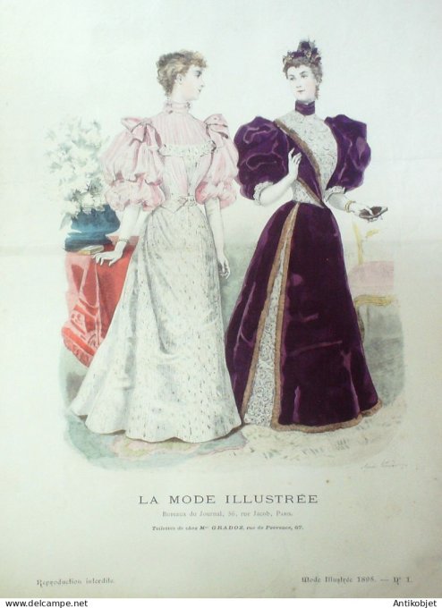 Gravure Mode illustree 1895 # 03 (Old Fashion plate) RARE