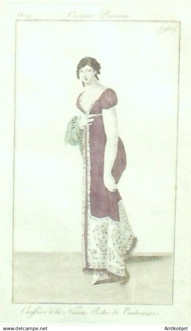 Costume Parisien 1809 # 960 (eau forte) Robe de Cachemire