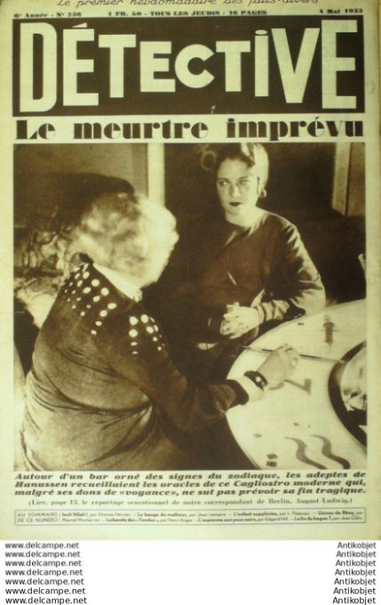 Détective 1933 # 236 Limoges Marseille Charité/Loire Bordeaux Guyanne bagne
