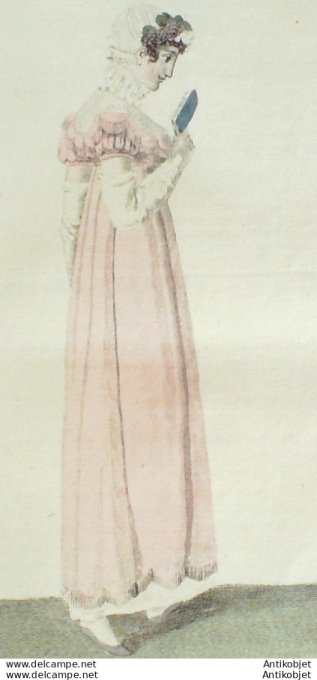 Gravure de mode Costume Parisien 1811 n°1139 Fichu en tulle Robe de Virginie