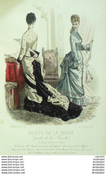 Gravure Mode La Gazette 1876 # 251 (Old Fashion plate)