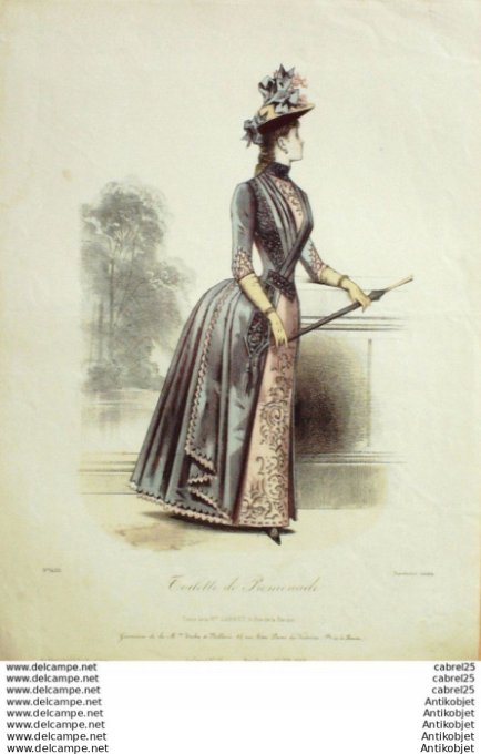 Gravure Mode Le Coquet 1888 # 25 (Old Fashion plate)