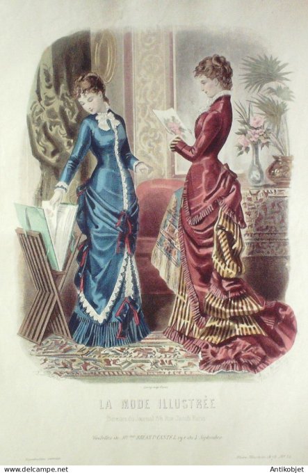 Gravure Mode illustree 1879 # 34 (Old Fashion plate)