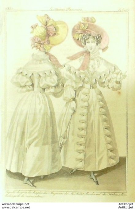 Gravure Mode Costume Parisien 1830 # 2816 (eau forte old Fashion plate
