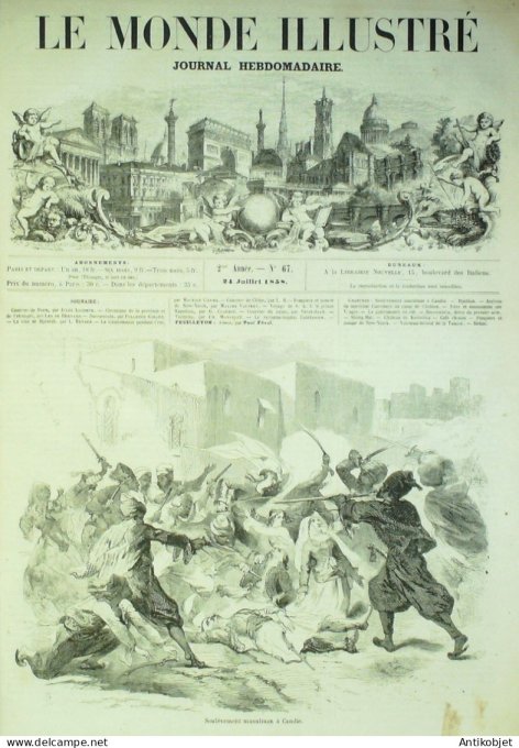 Le Monde illustré 1858 n° 67 Arabie Djeddah Candie Chine Shanghaï Turquie Kolontina
