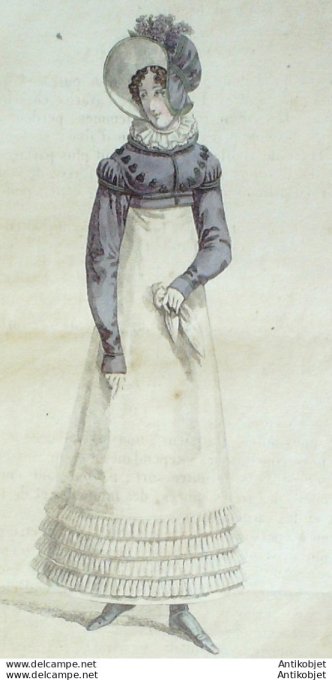 Gravure de mode Costume Parisien 1818 n°1723 Spencer de Lévantine