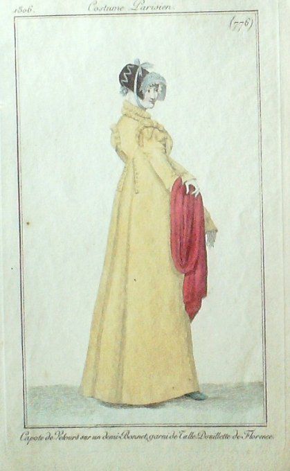 Gravure Mode Costume Parisien 1806 #  776 (eau forte old Fashion plate