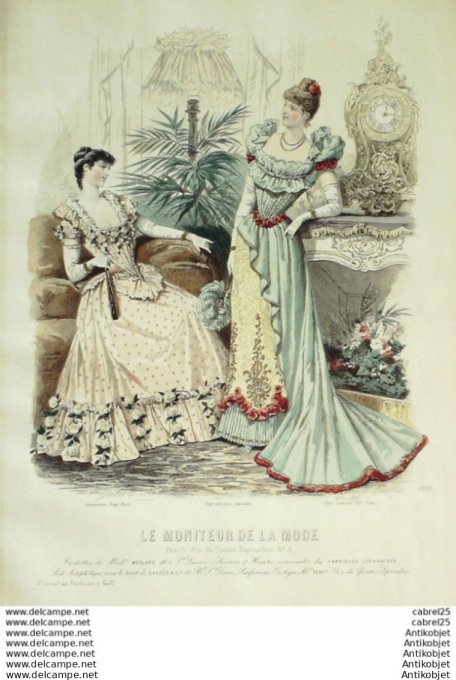 Gravure Mode Le Moniteur 1891 # 16 (Old Fashion plate)