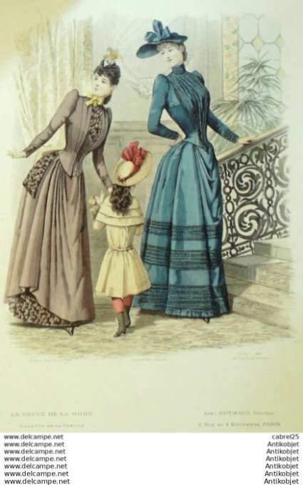 Gravure Mode La Gazette 1889 # 44 (Old Fashion plate)