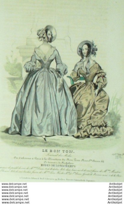 Gravure Mode Le Bon Ton 1839 # 322 (aquarelle old fashion plate)