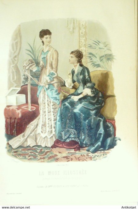 Gravure de mode La Mode illustrée 1879 n°11 (Maison Fladry-Coussinet)