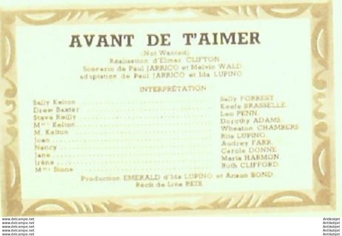 Mon Film 242 51-04-11 Avant de t'aimer Sally Forrest Ruth Clifford