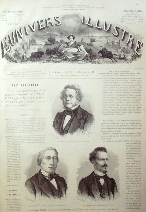 L'Univers illustré 1869 # 777 Usa Nebraskas Monténégro Stanjevich Cattaro Egypte Louqsor  Wattwiller
