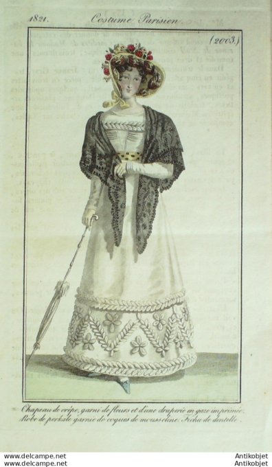 Costume Parisien 1821 # 2003 Robe perkale et coques mousseline