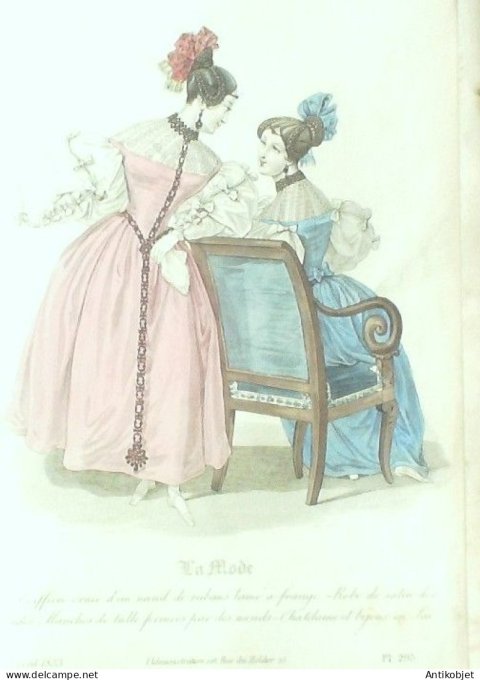 Gravure La mode 1833 # 295 (aquarelle old Fashion plate)