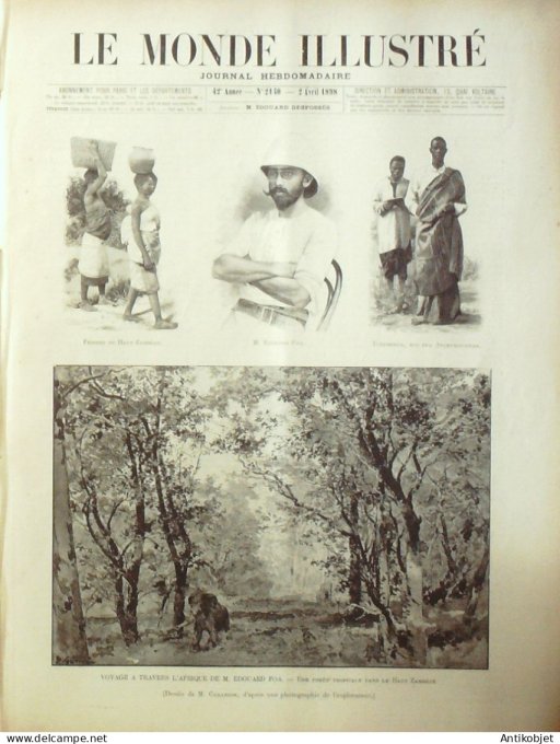 Le Monde illustré 1898 n°2140 Brest (29) Congo Nyassa-Tanganyika Maassi Chikwouva Cuba Chine Kong