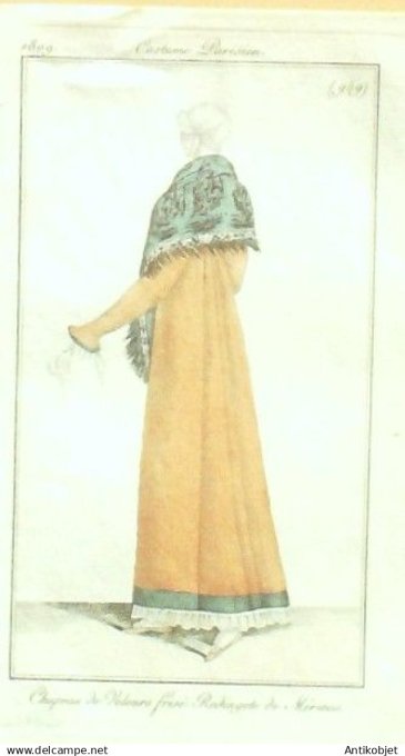 Costume Parisien 1809 # 959 (eau forte) Redingote  de Mérinos