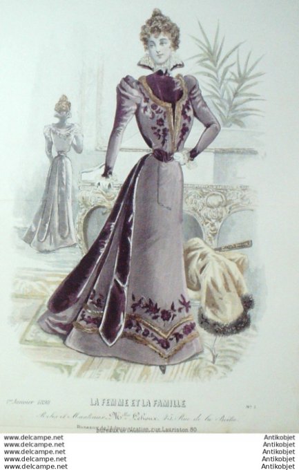 Gravure Mode La Femme & La Famille 1898 # 01 (Old Fashion plate)