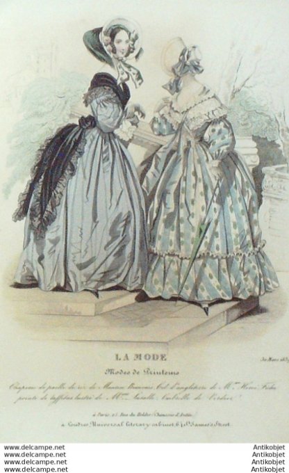 Gravure La mode 1839 # 10 (aquarelle old Fashion plate)