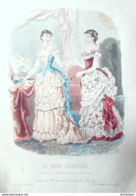 Gravure de mode La Mode illustrée 1882 n°53 (Maison Delaunay)