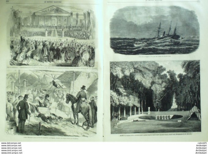 Le Monde illustré 1859 n°130 Belgique Bruxelles Maroc Constantinople Vincennes (94) Vesinet (78)
