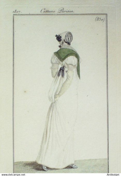 Costume Parisien 1807 # 830 (eau forte) Bouffante au dessus du fichu