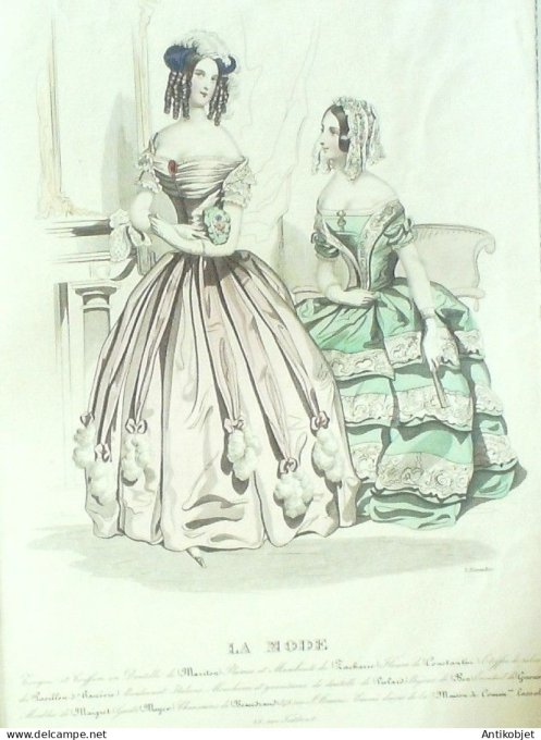 Gravure La mode 1843 # 24 (aquarelle old Fashion plate)