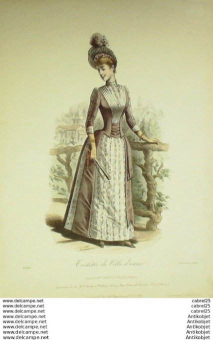 Gravure Mode Le Coquet 1888 # 28 (Old Fashion plate)