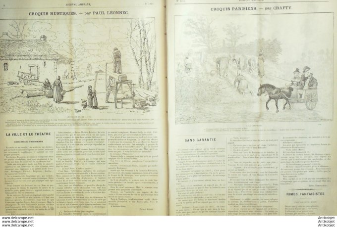 Le Journal Amusant 1891 # 1834 Croquis rustiques par Leonnec Discussion du Budget par Henriot Le pet