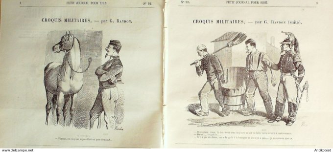 Petit journal pour Rire 1868 #   22 Croquis militaires Randon