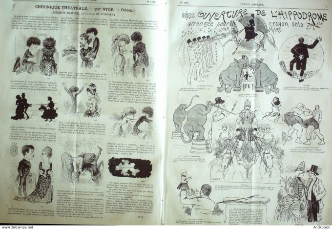 Le Journal Amusant 1885 # 1490 Le Chevalier Jeon livret de Gallet et Blau dessins Stop