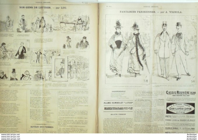 Le Journal Amusant 1891 # 1834 Croquis rustiques par Leonnec Discussion du Budget par Henriot Le pet