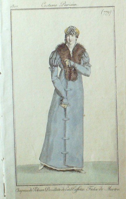 Gravure Mode Costume Parisien 1807 #  779 (eau forte old Fashion plate