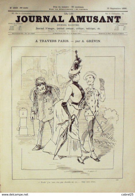 Le Journal amusant 1886 n° 1568 BRIGUEDINDAINE HENRIOT MILITAIRES LEONNEC CERCLE MORALISE HENRIOT