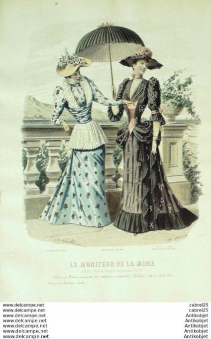 Gravure Mode Le Moniteur 1891 # 27 (Old Fashion plate)