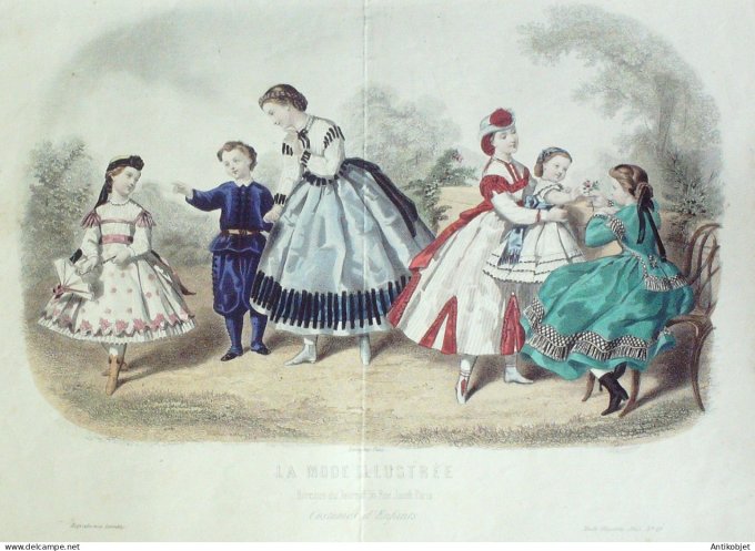 Gravure Mode illustree 1865 # 19 (Old Fashion plate)
