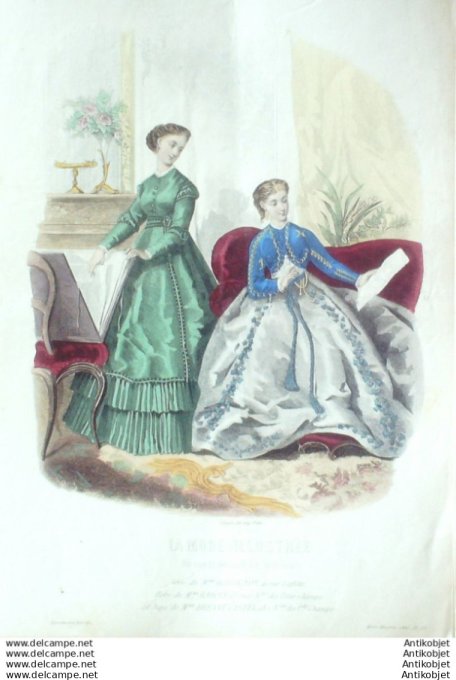 Gravure Mode illustree 1866 # 52 (Old Fashion plate)