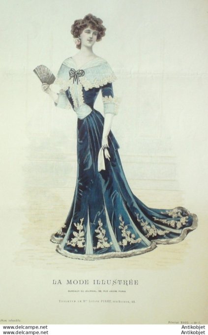 Gravure Mode illustree 1902 #  7 (Old Fashion plate) rare
