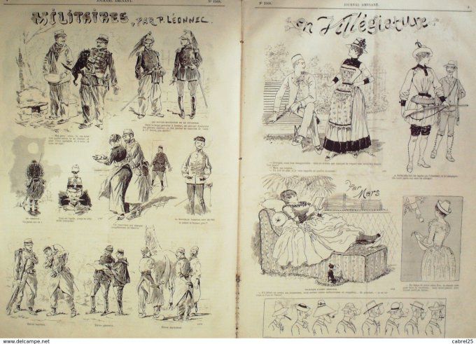 Le Journal amusant 1886 n° 1568 BRIGUEDINDAINE HENRIOT MILITAIRES LEONNEC CERCLE MORALISE HENRIOT