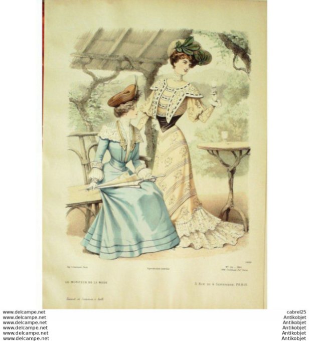Gravure Mode Le Moniteur 1901 # 34 (Old Fashion plate)
