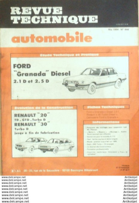 R.T Automobile Ford Granada diesel Renault 20 & 30   # 444