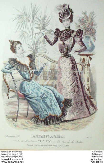 Gravure Mode La Femme & La Famille 1897 # 12 (Old Fashion plate)