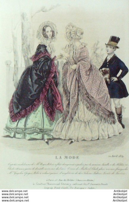 Gravure La mode 1839 # 13 (aquarelle old Fashion plate)