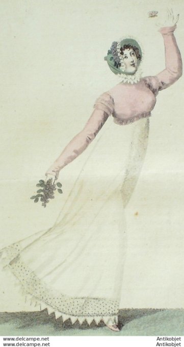 Gravure de mode Costume Parisien 1811 n°1141 Canezou Lévantine Robe mousseline