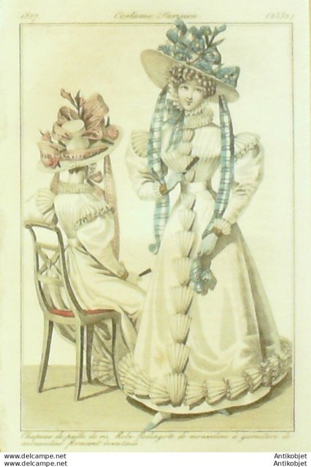 Costume Parisien 1827 # 2532 Redingote et Robe mousseline