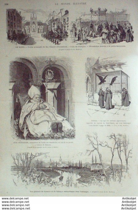 Le Monde illustré 1874 n°931 Belgique Bruxelles Mariage Princier Le Mans (72) Solesme (59) Italie Ro