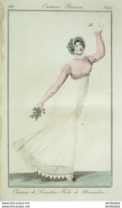 Costume Parisien 1811 # 1141 Canezou Lévantine Robe mousseline