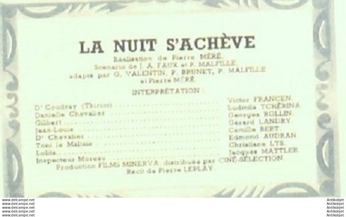 Mon Film 233 51-02- 7 La nuit S'acheve Ludmila Tchernia Gerard Landry